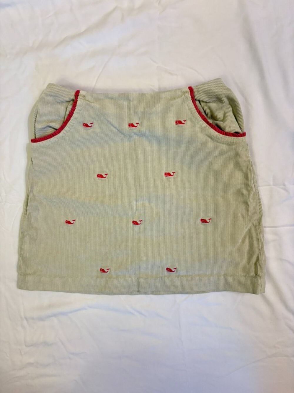 Vineyard Vines girls size 12 cream cord pink embroidered whales lined skirt